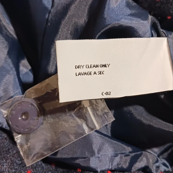 Belted Cropped Polka Dot Pea Coat Navy Red - Picture 12 of 12